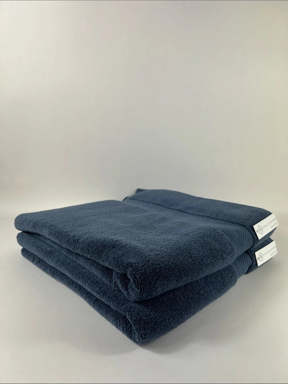 Hotel Balfour Spa Bath Towels Dark Blue Soft Turkish Cotton Plush Set of 2 NEW